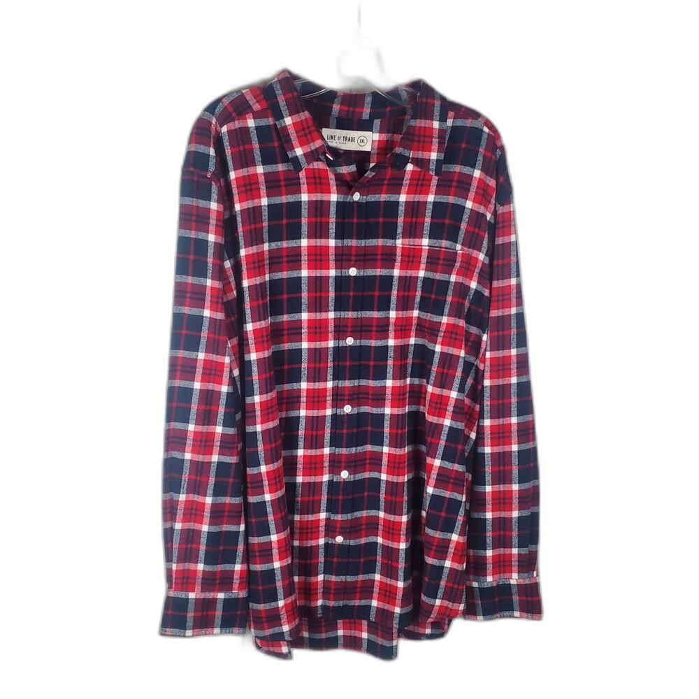 Mens Plaid Flannel Long Sleeve Button Down Shirt Size XXL